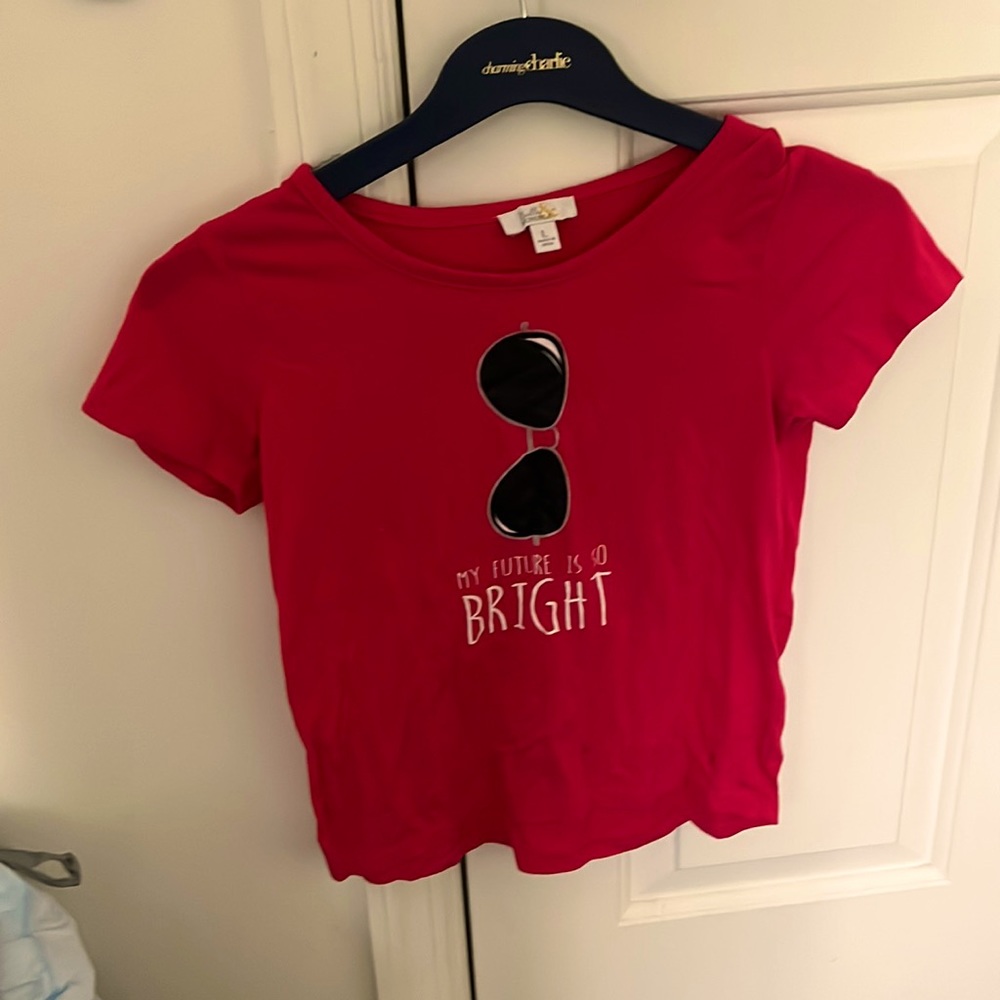 Red Graphic Tee shirt that says My Future is so Bright from the Belle & Bumble
